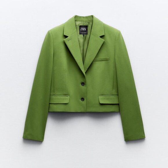 NWT Green Blazer FELT TEXTURE MULTI-POCKET BLAZER Size XS Color Lawn - Picture 7 of 12